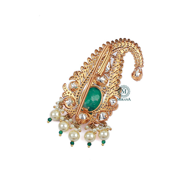 Aadhav Emerald Green Polki Kalangi