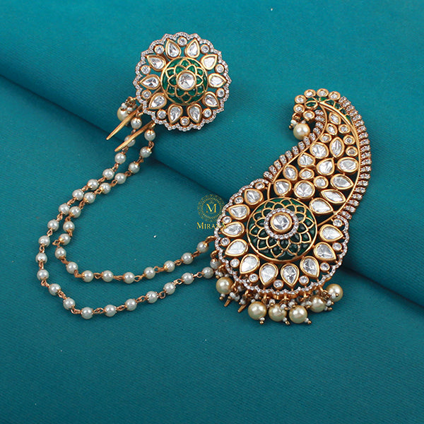 Keshav Emerald Green Polki Designer Kalangi