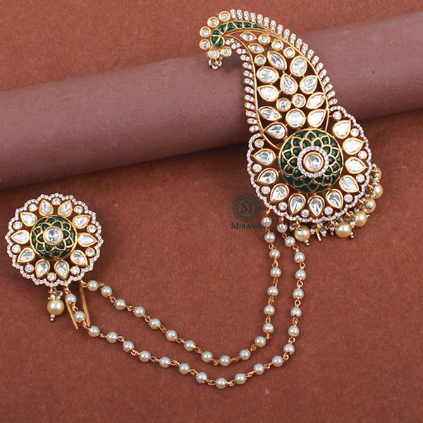 Keshav Emerald Green Polki Designer Kalangi
