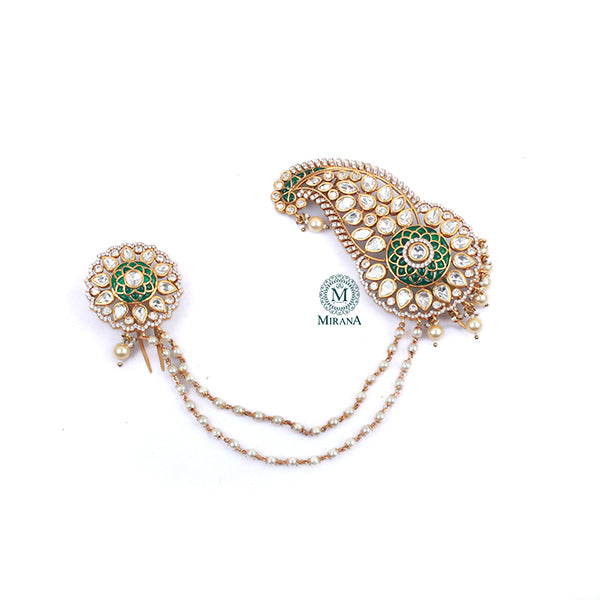 Keshav Emerald Green Polki Designer Kalangi