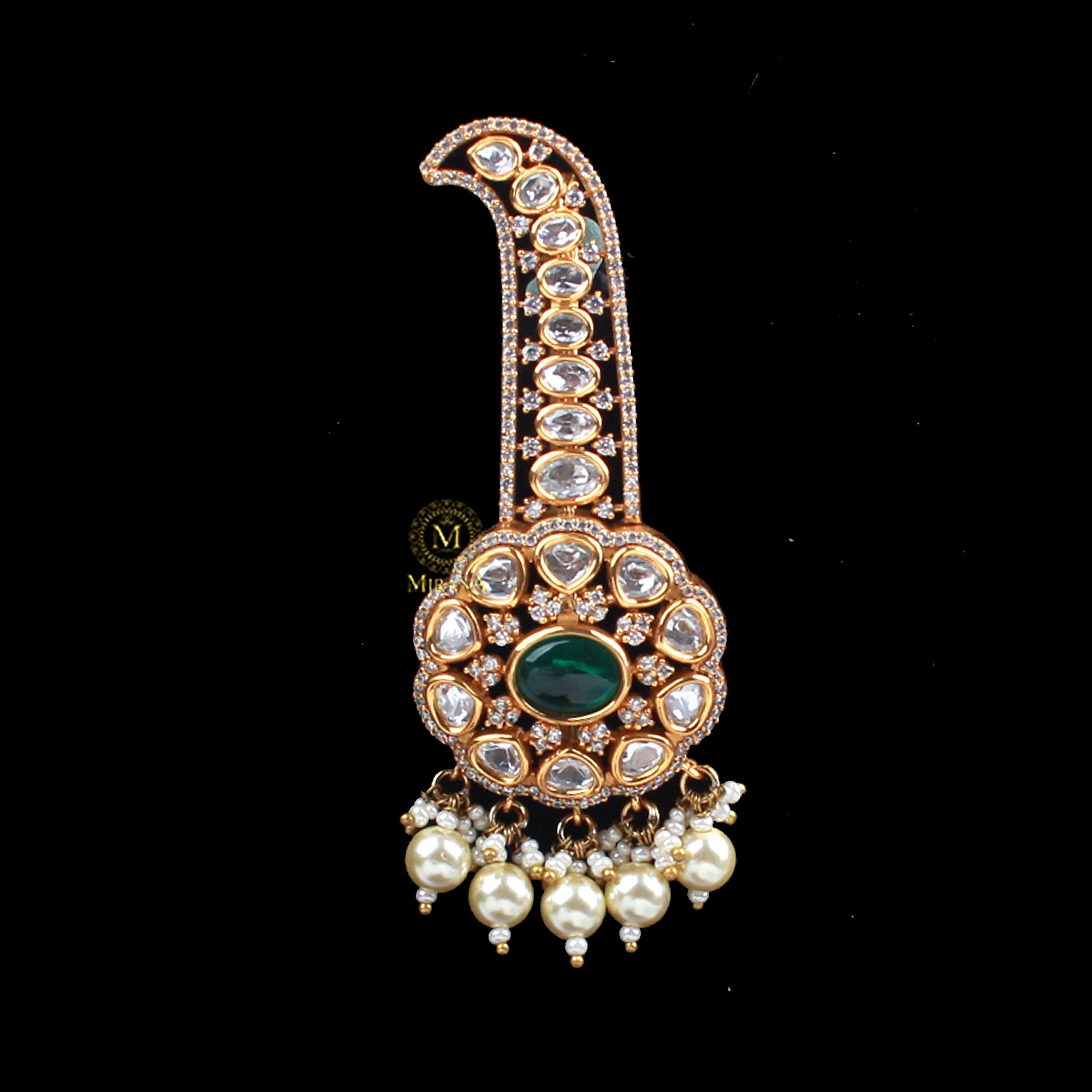 Rithvik Emerald Green Polki Designer Kalangi
