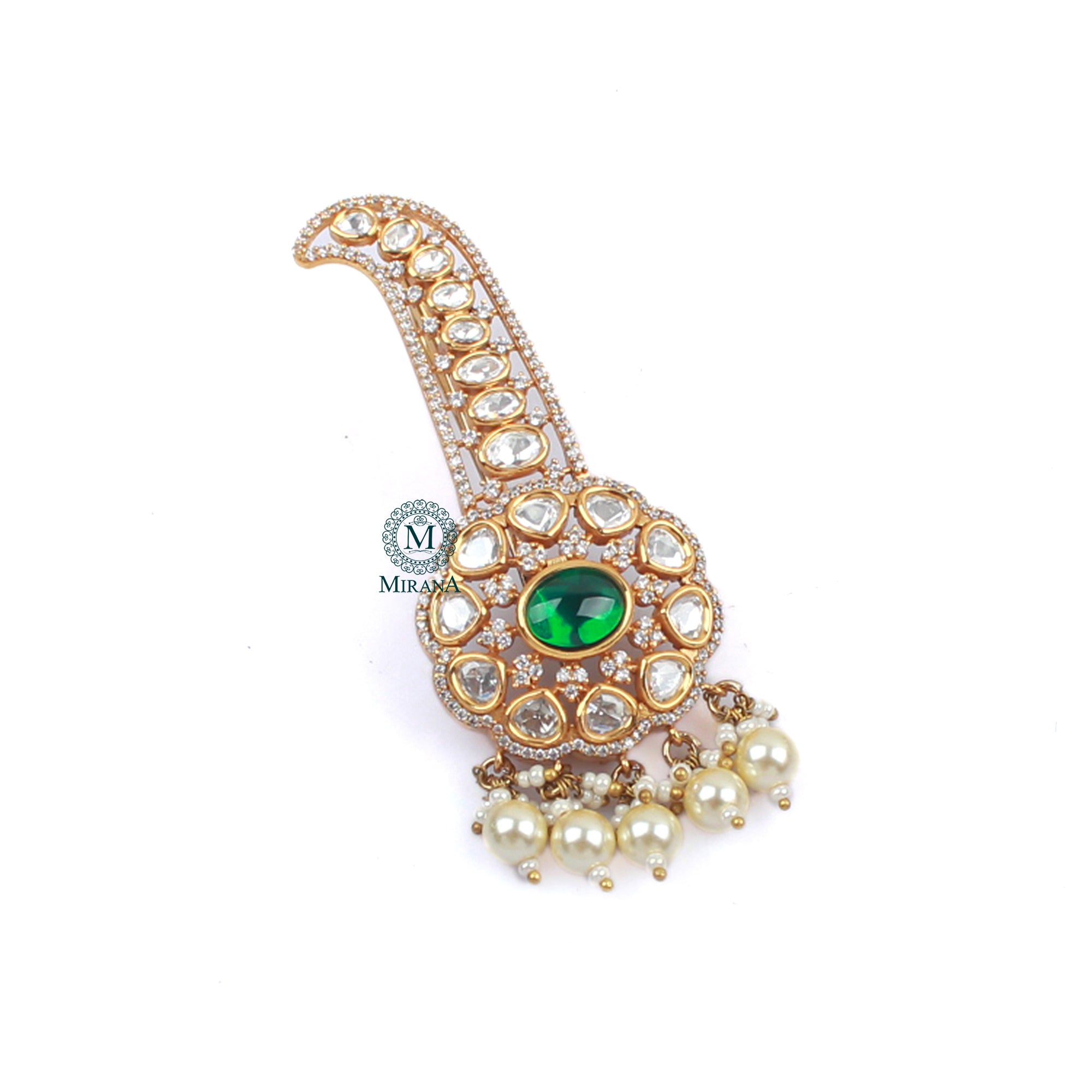 Rithvik Emerald Green Polki Designer Kalangi
