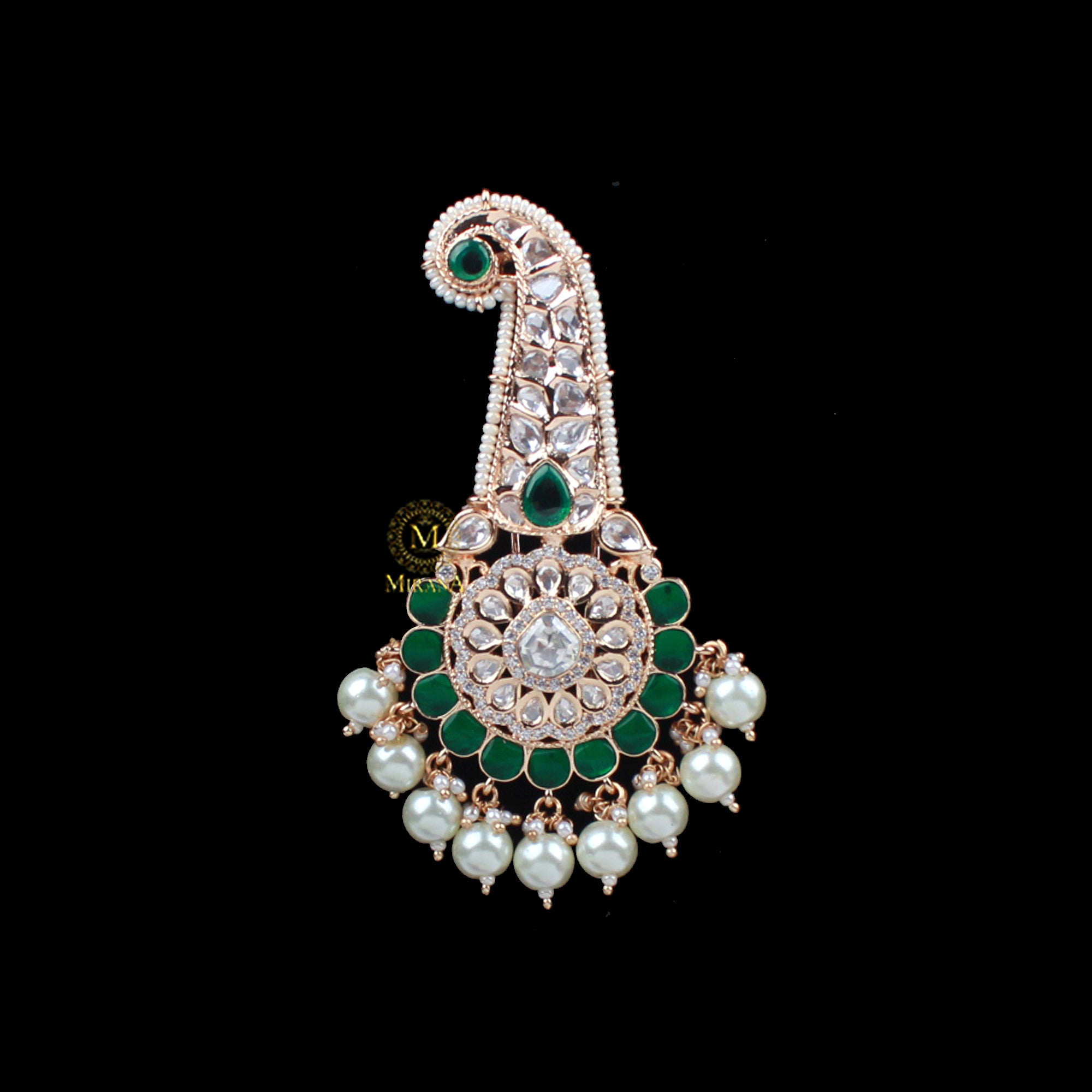 Agastya Emerald Green Polki Designer Kalangi