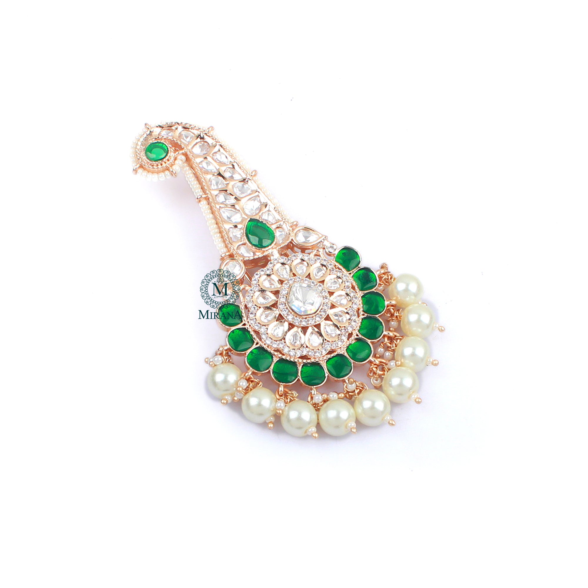 Agastya Emerald Green Polki Designer Kalangi