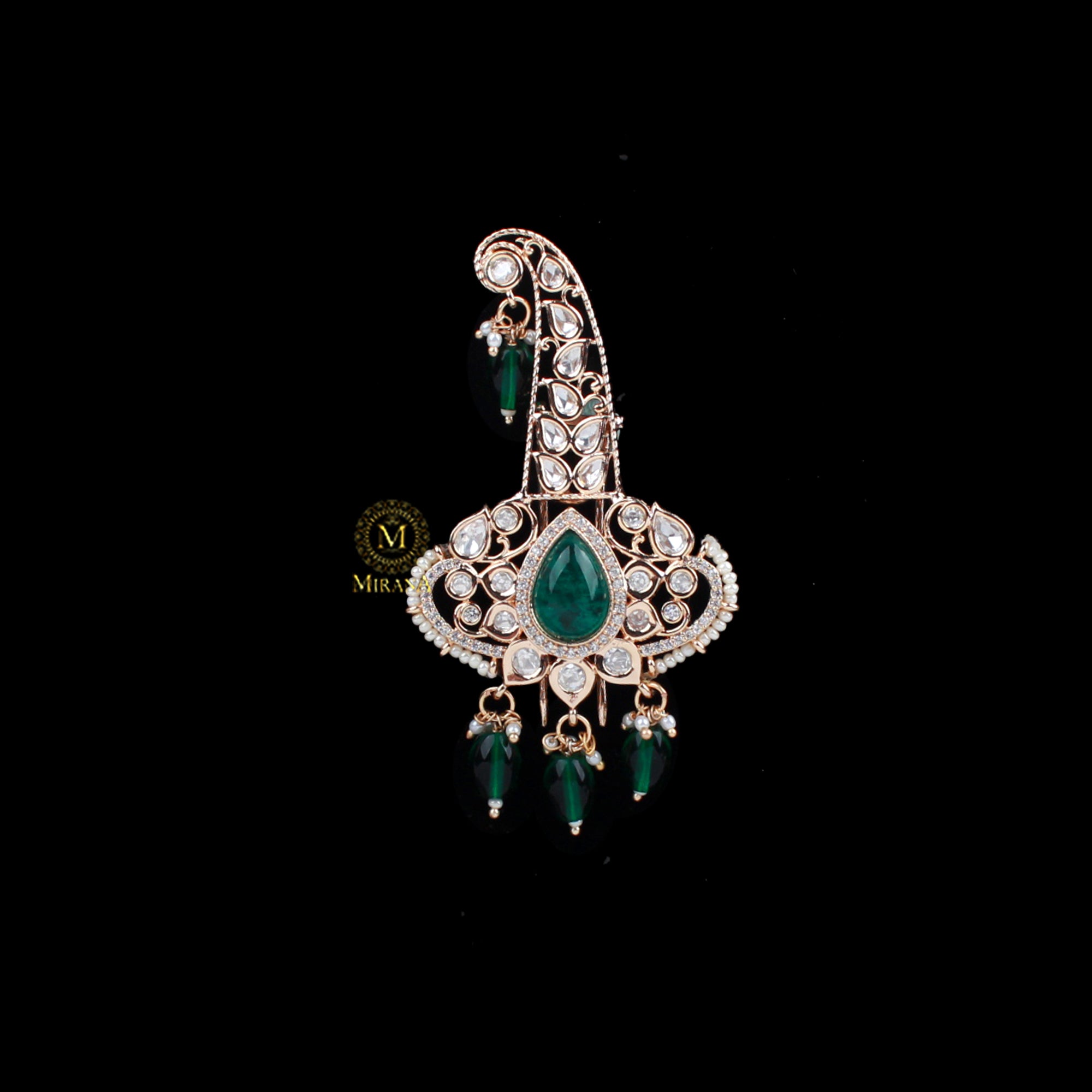 Pulkit Emerald Green Polki Designer Kalangi