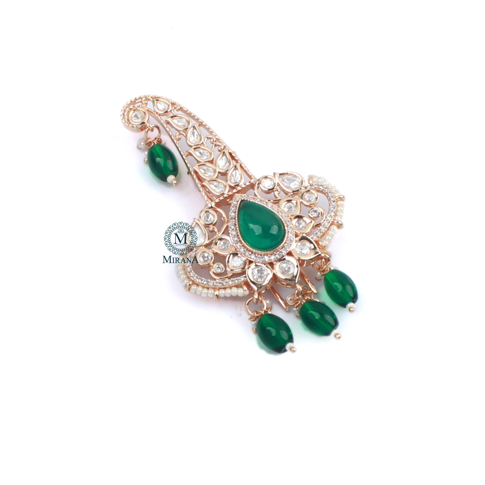 Pulkit Emerald Green Polki Designer Kalangi