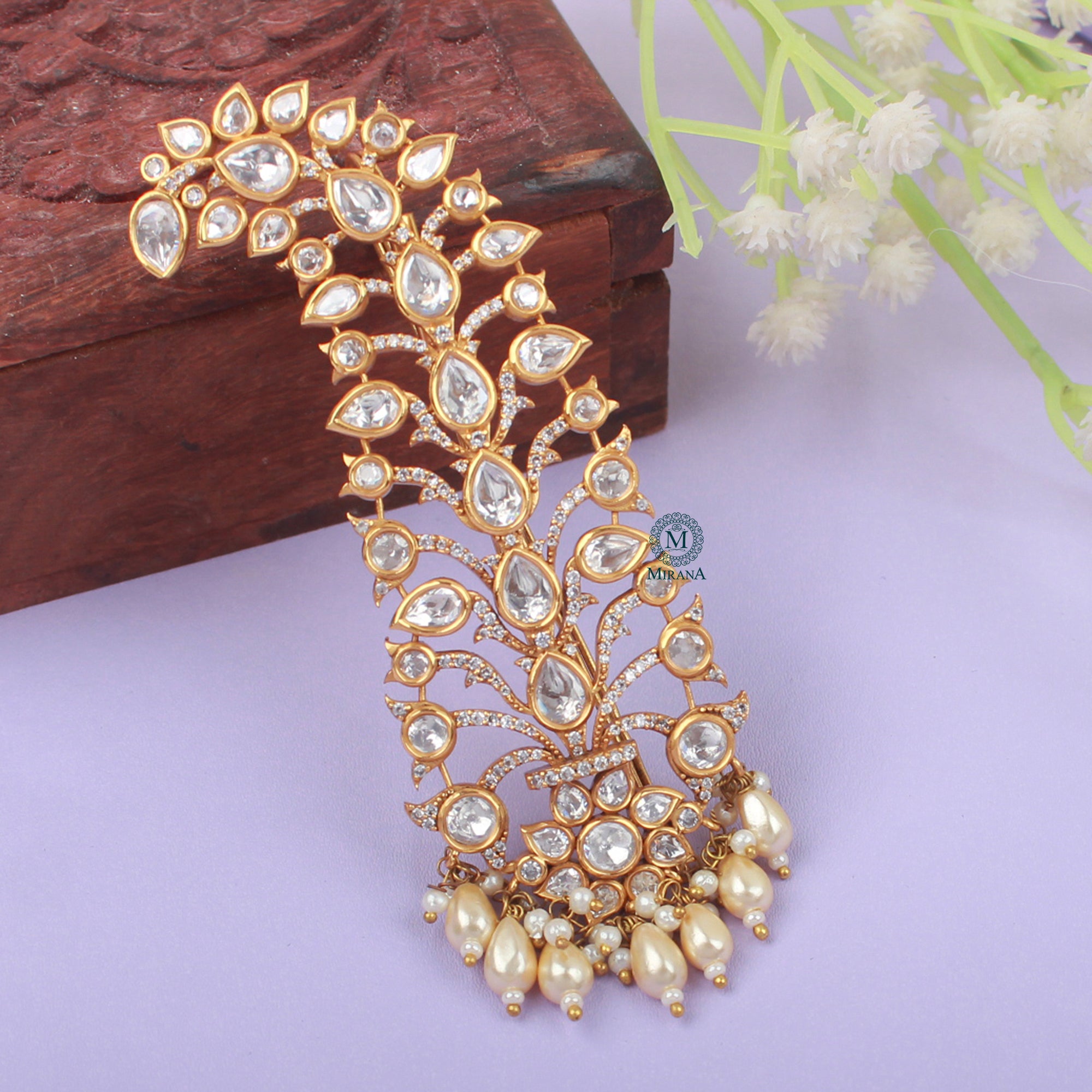 Tushar Pearl Polki Designer Kalangi