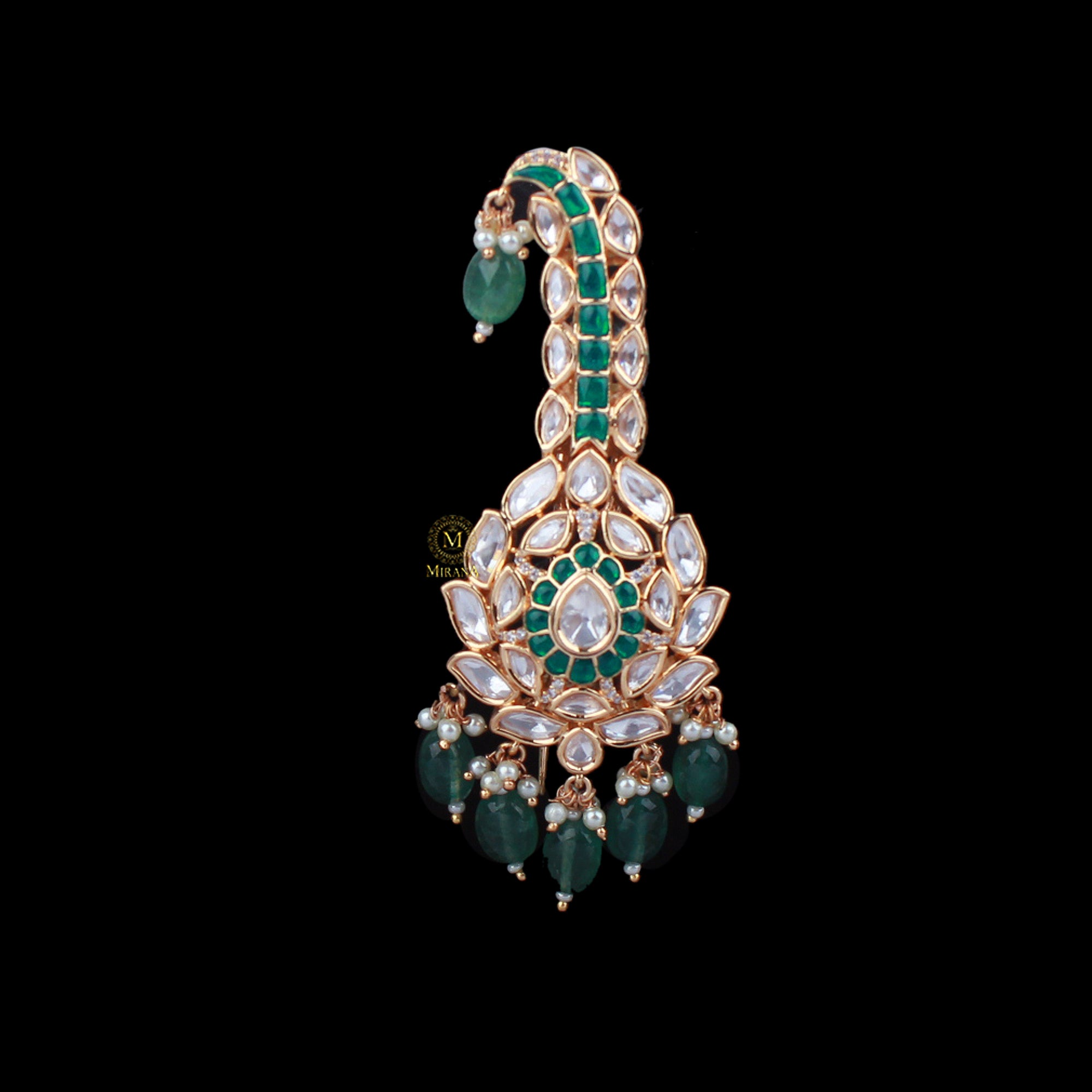 Veer Emerald Green Polki Designer Kalangi