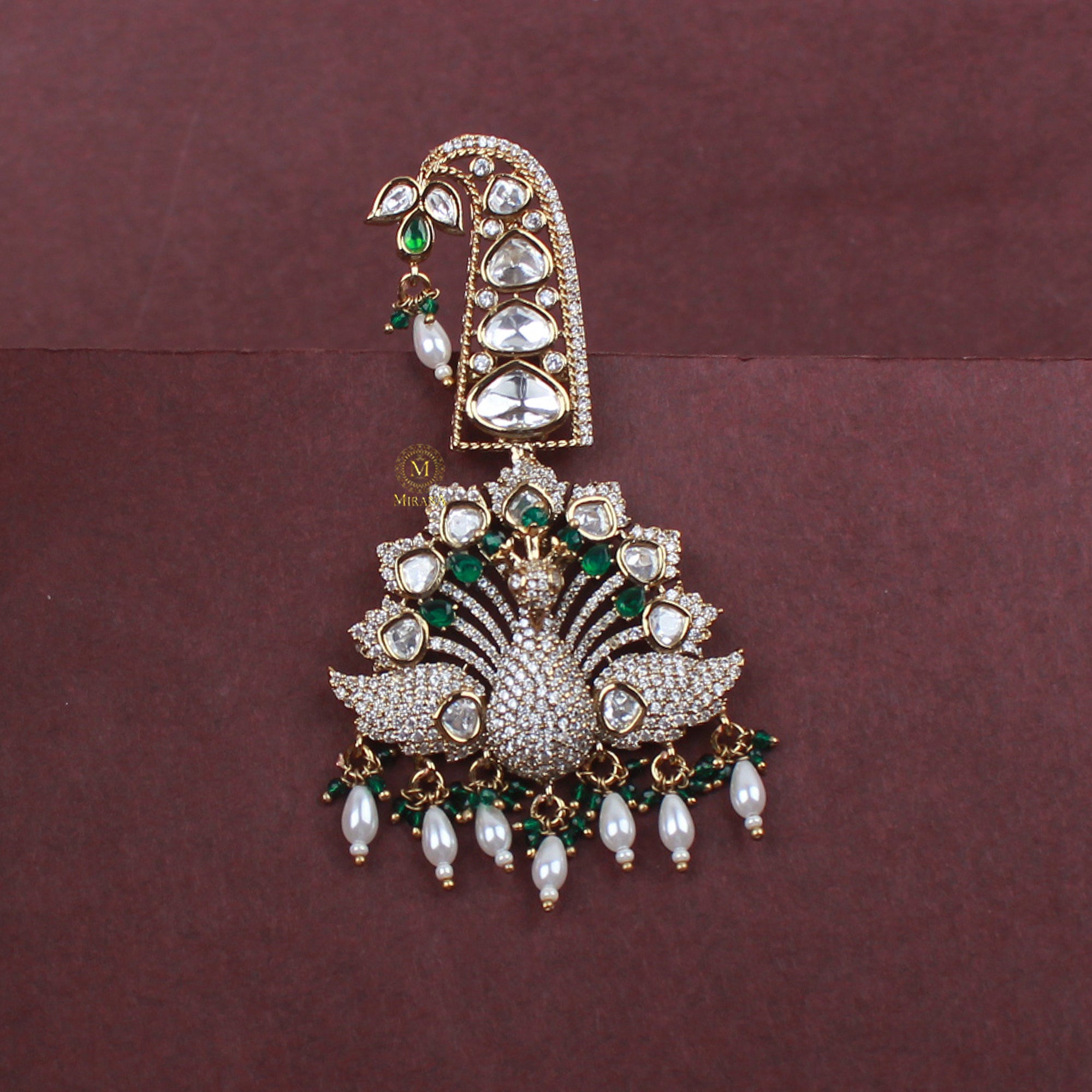 Aarav Emerald Green Polki Designer Kalangi