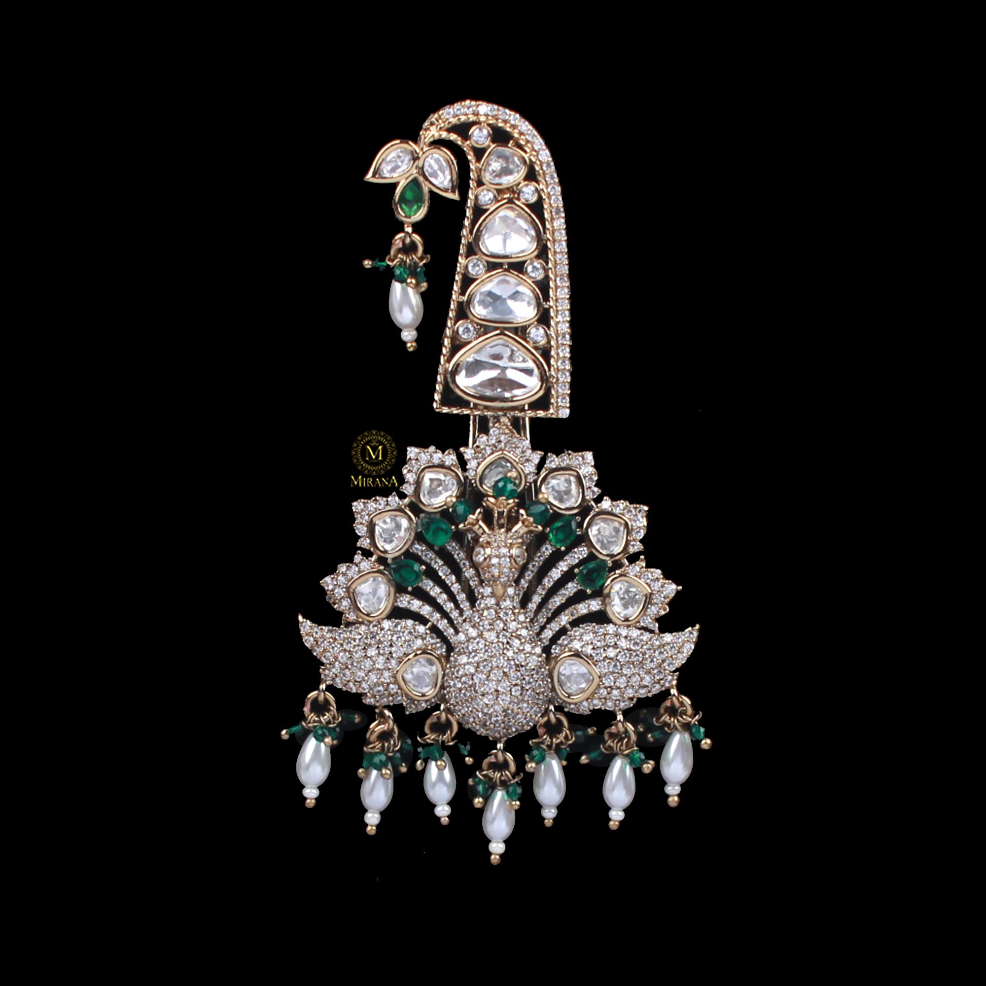 Aarav Emerald Green Polki Designer Kalangi