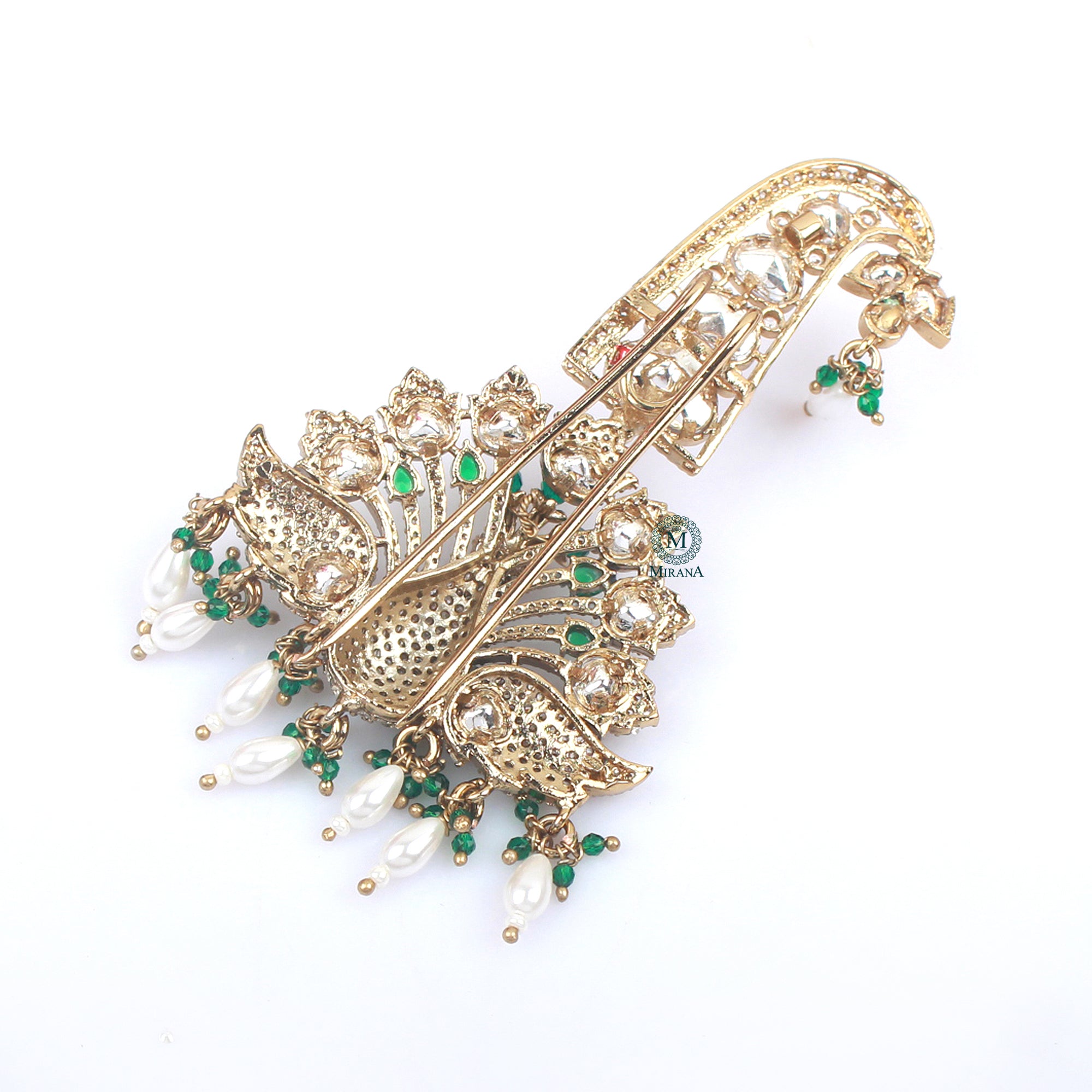 Aarav Emerald Green Polki Designer Kalangi