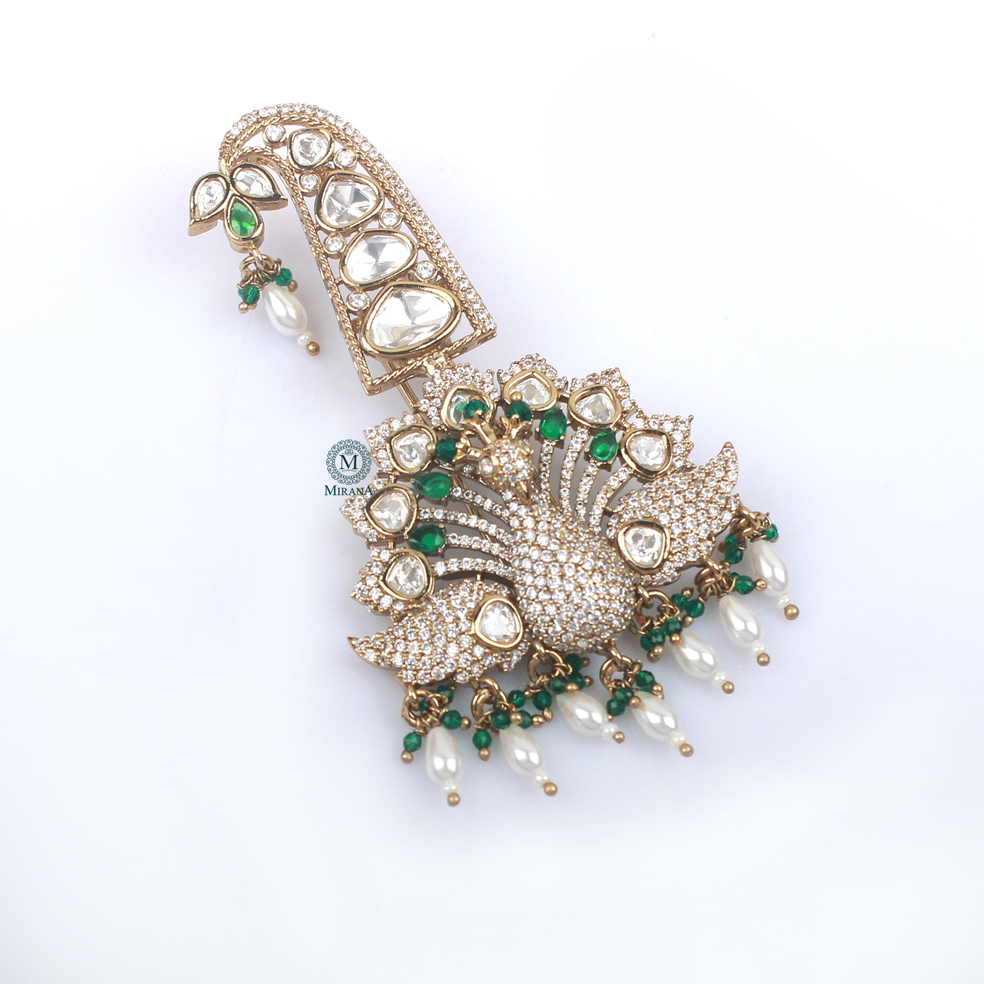 Aarav Emerald Green Polki Designer Kalangi