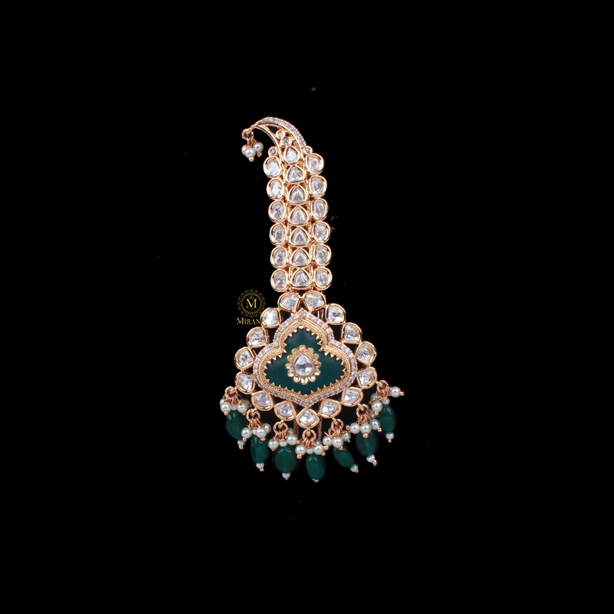 Sarthak Emerald Green Polki Kalangi