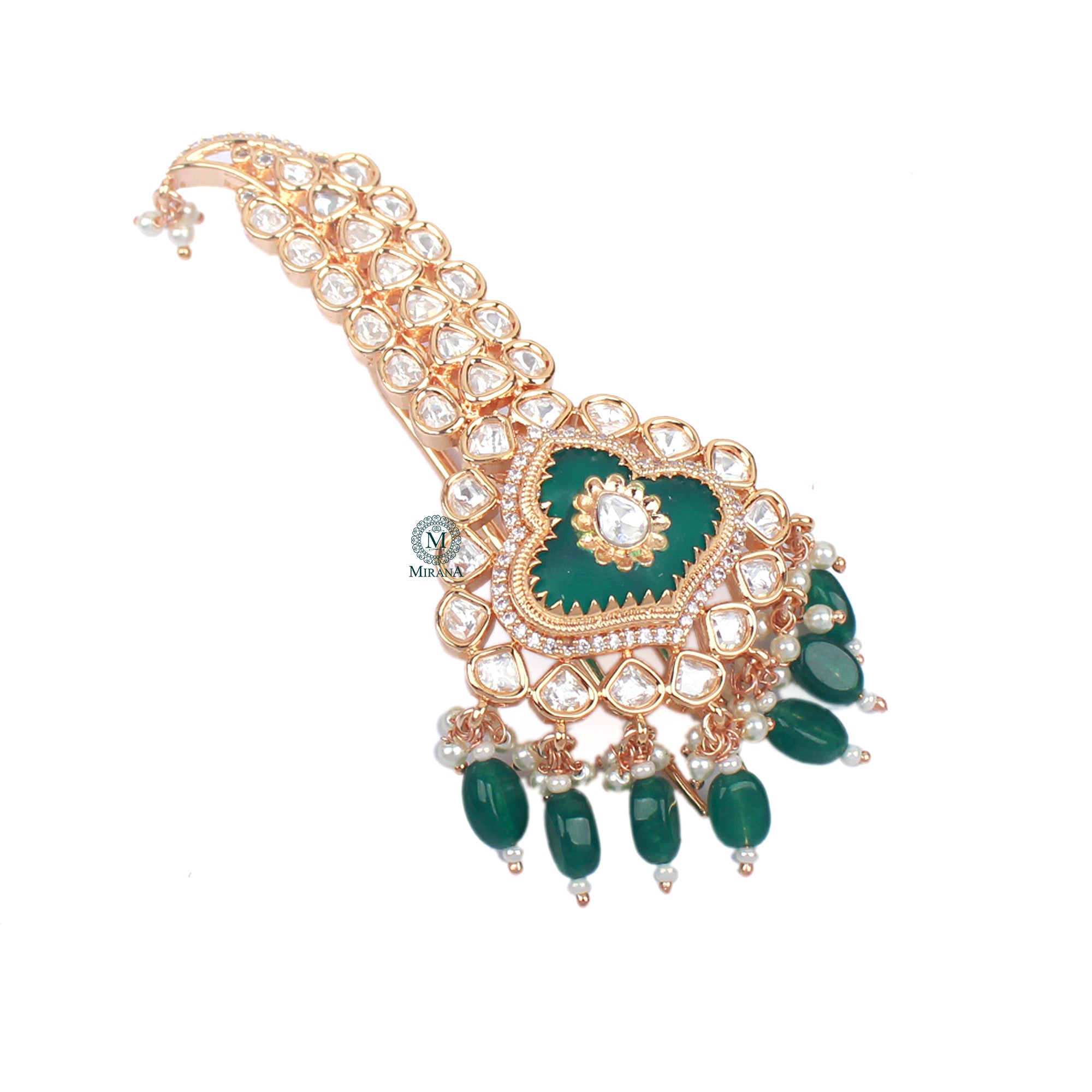 Sarthak Emerald Green Polki Kalangi