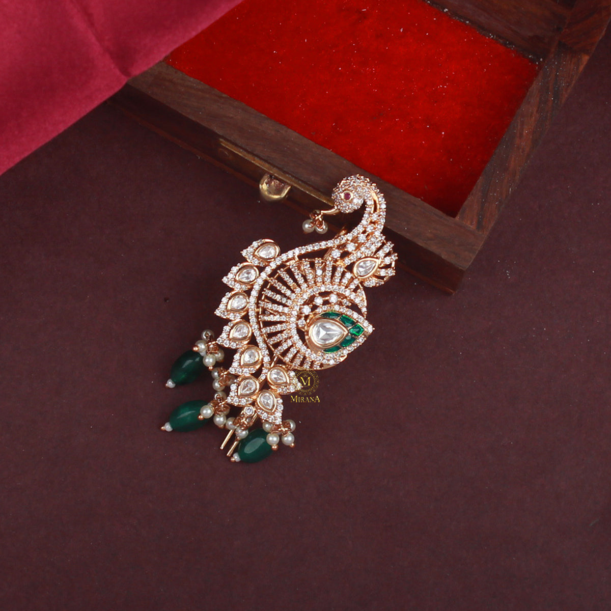 Mayur Emerald Green Polki Designer Kalangi