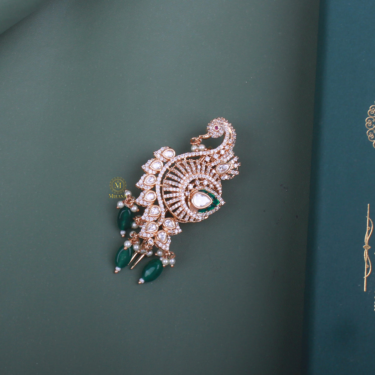 Mayur Emerald Green Polki Designer Kalangi