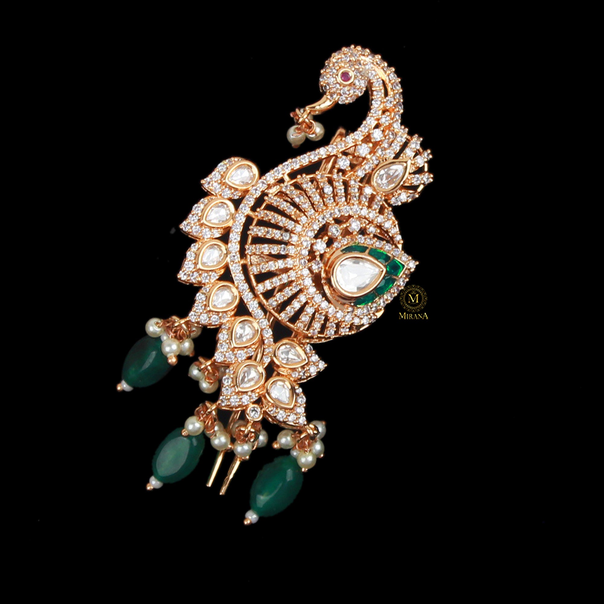 Mayur Emerald Green Polki Designer Kalangi