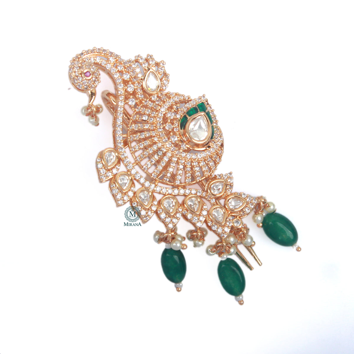 Mayur Emerald Green Polki Designer Kalangi