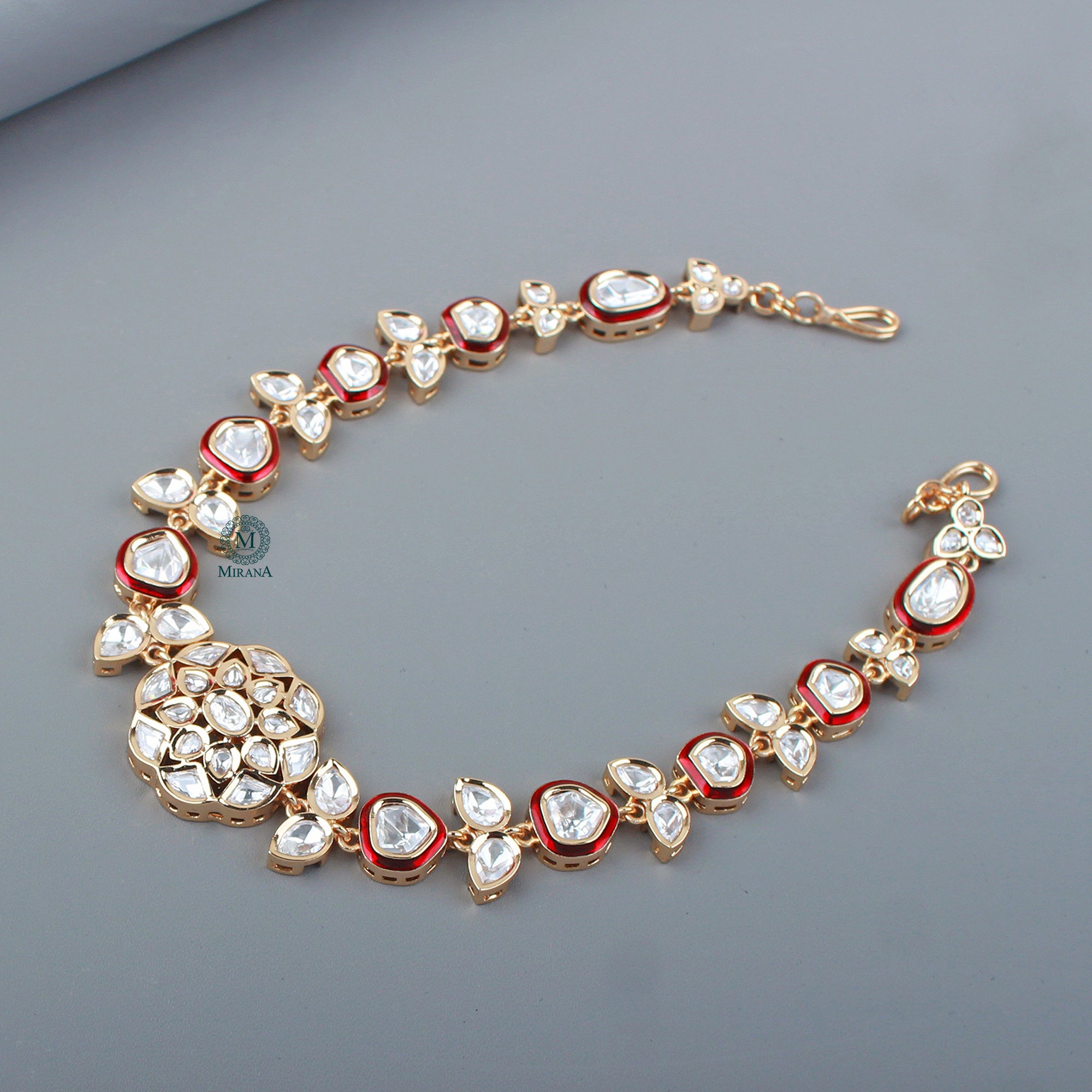 Ekta Red Polki Designer Sheeshpatti