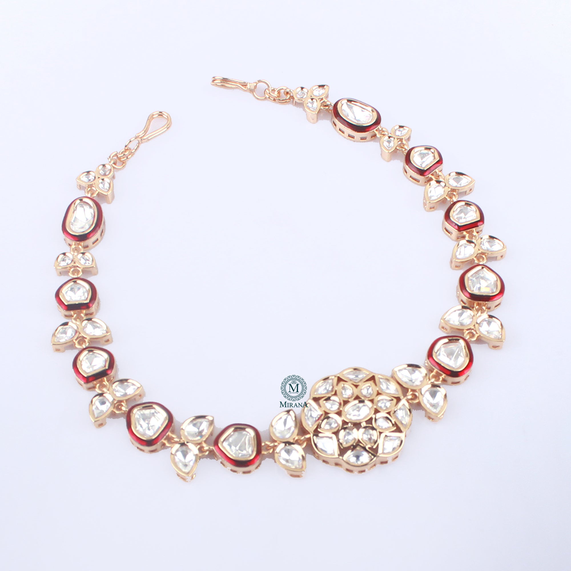 Ekta Red Polki Designer Sheeshpatti