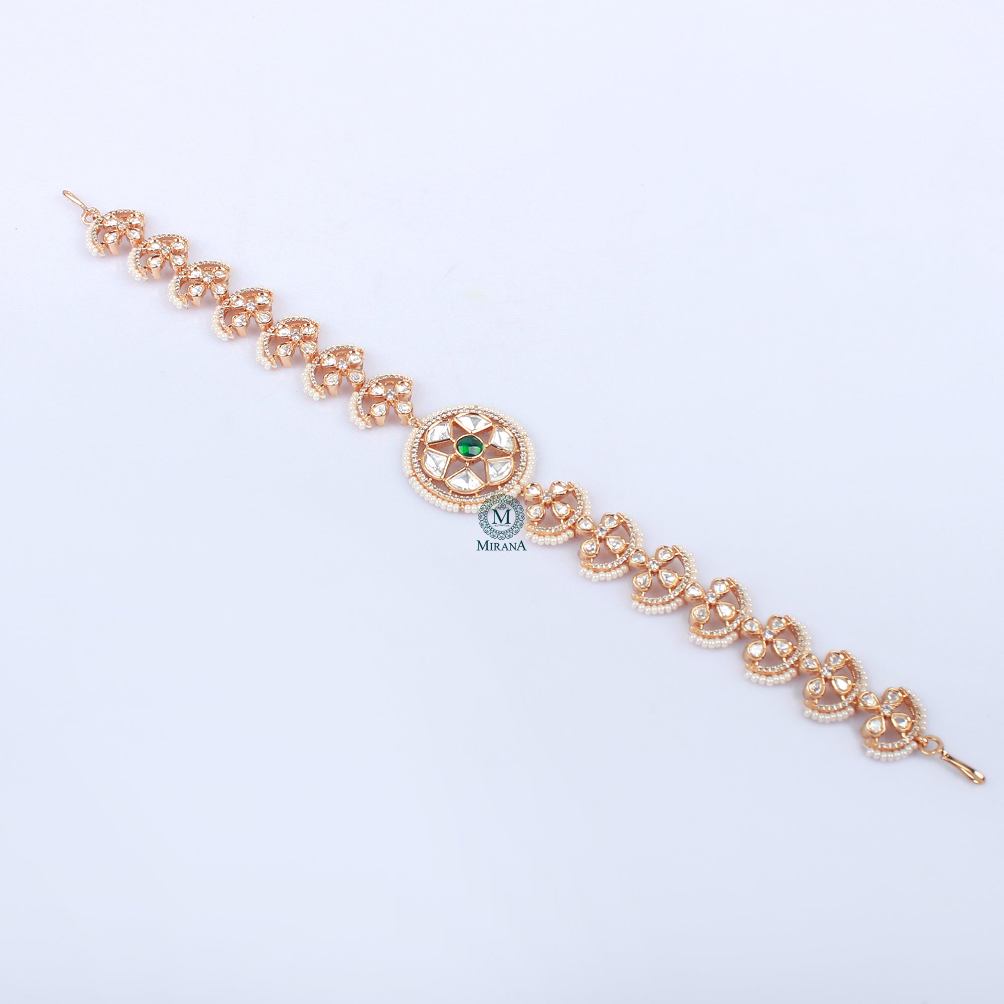 Kanishka Emerald Green Polki Sheeshpatti