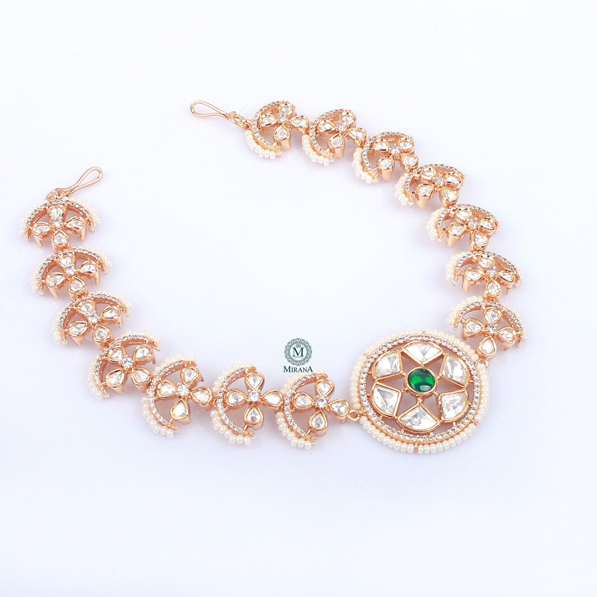 Kanishka Emerald Green Polki Sheeshpatti