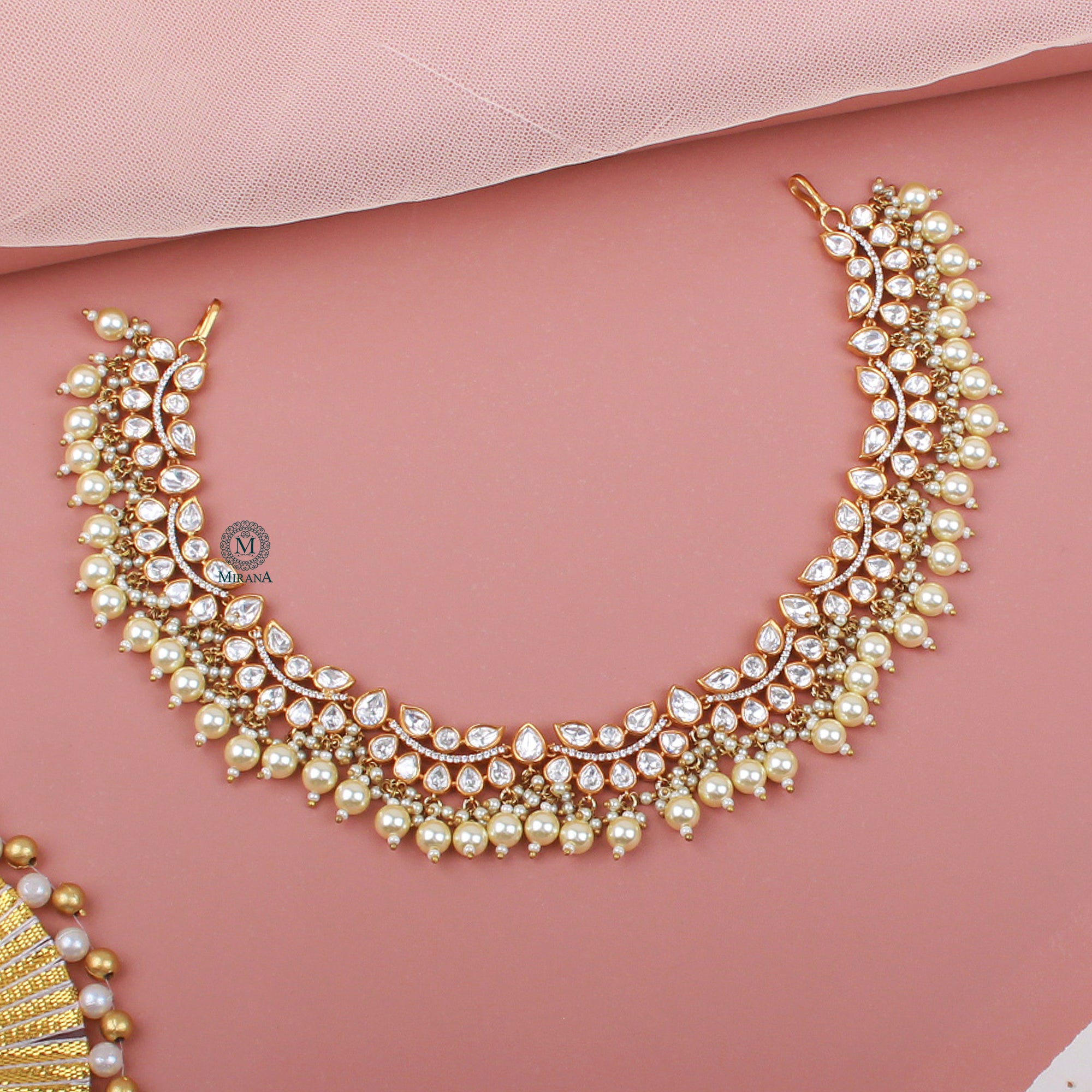 Nihita Pearl Polki Designer Mathapatti