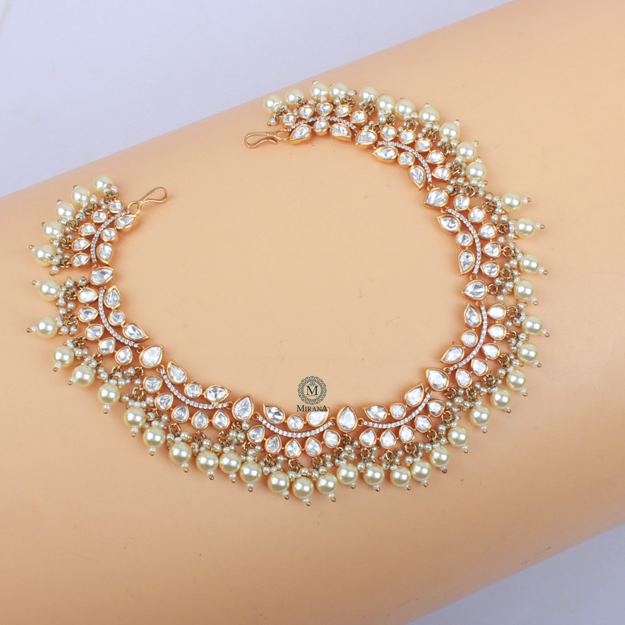 Nihita Pearl Polki Designer Mathapatti