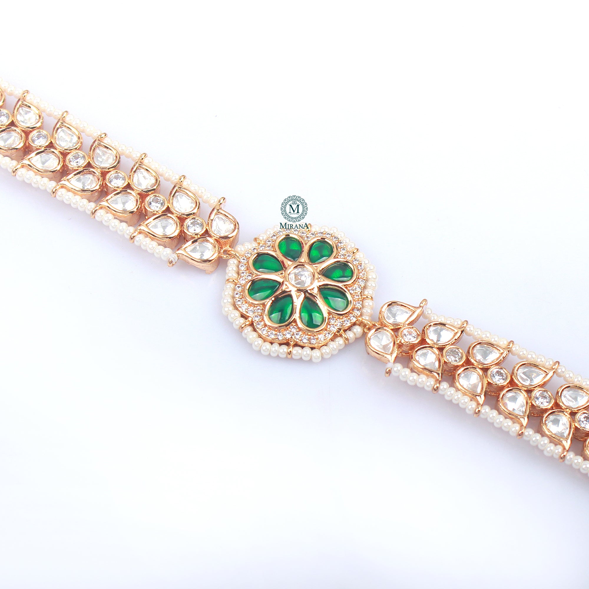 Ridhima Emerald Green Polki Sheeshpatti