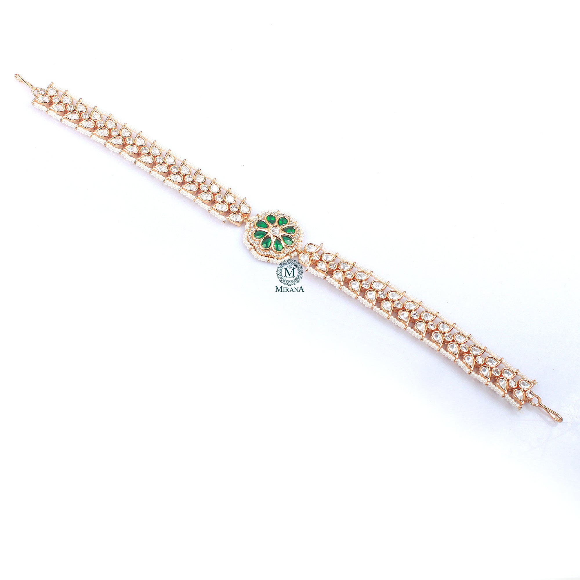 Ridhima Emerald Green Polki Sheeshpatti
