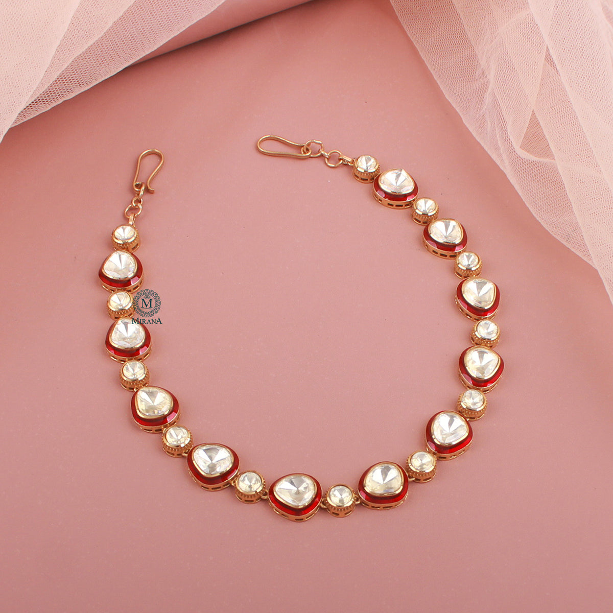 Radhika Ruby Moissanite Polki Sheeshpatti