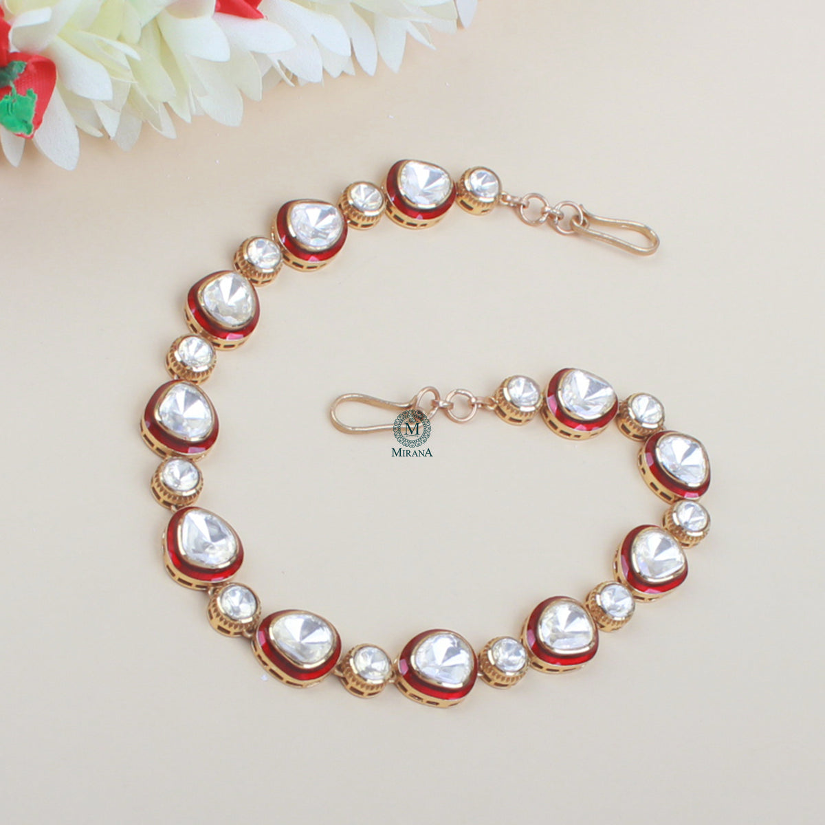 Radhika Ruby Moissanite Polki Sheeshpatti