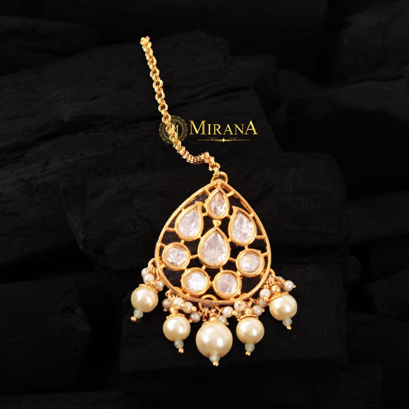 Ramya Polki Pearl Beaded Maangtika