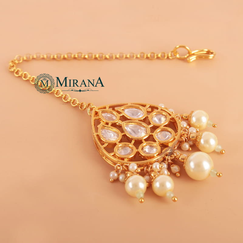 Ramya Polki Pearl Beaded Maangtika