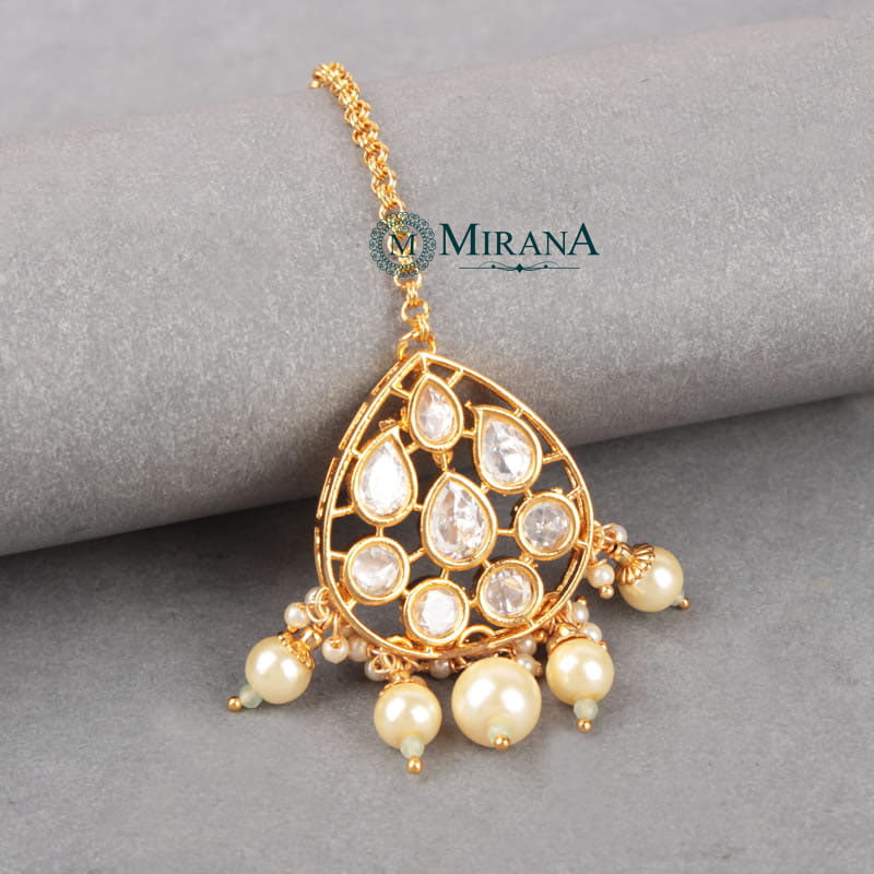 Ramya Polki Pearl Beaded Maangtika