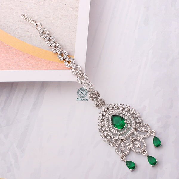 Gracy Emerald Green CZ Designer Maangtika