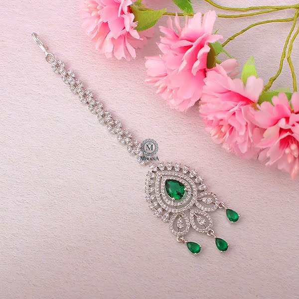 Gracy Emerald Green CZ Designer Maangtika