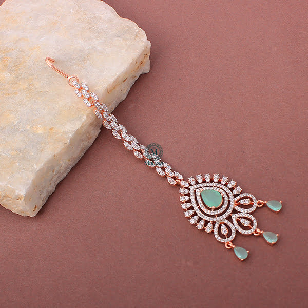 Gracy Pastel Green CZ Designer Maangtika