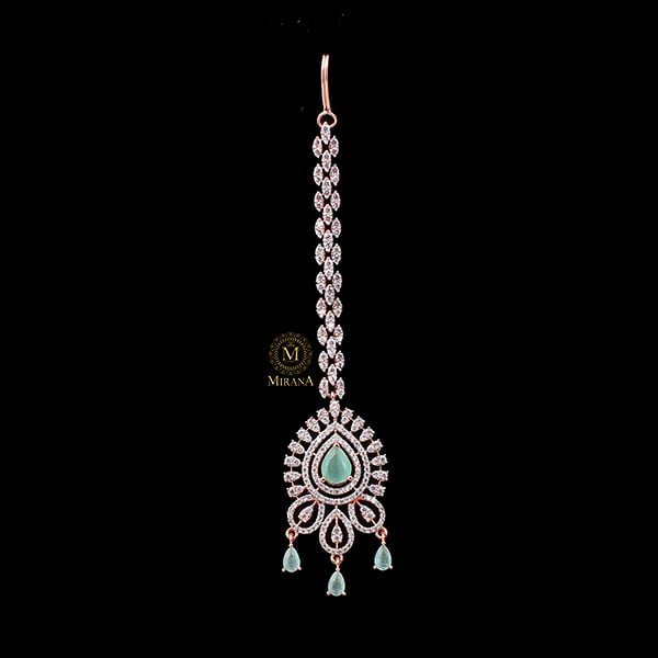 Gracy Pastel Green CZ Designer Maangtika