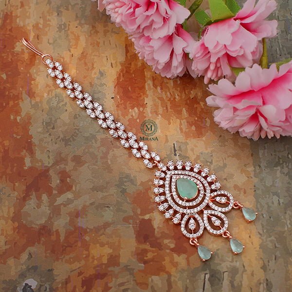 Gracy Pastel Green CZ Designer Maangtika