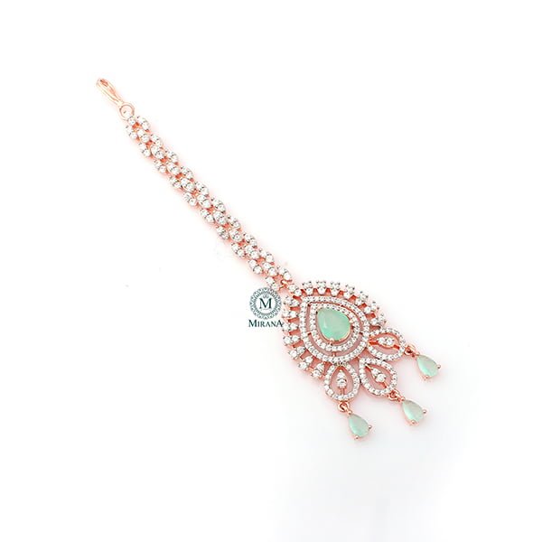 Gracy Pastel Green CZ Designer Maangtika