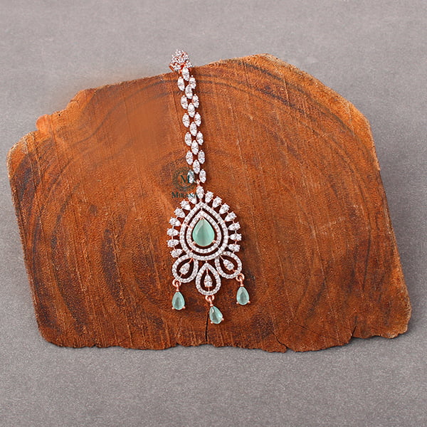 Gracy Pastel Green CZ Designer Maangtika