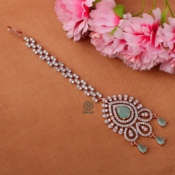 Gracy Pastel Green CZ Designer Maangtika