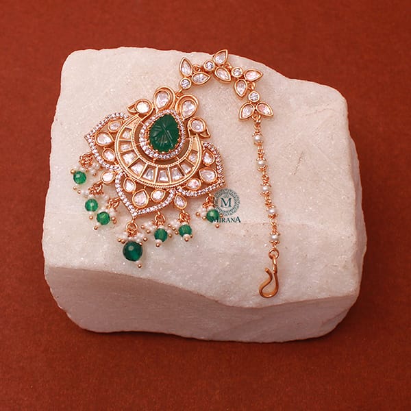 Yukta Emerald Green Polki Designer Maangtika