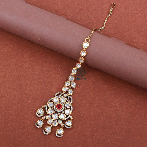 Chandani Ruby Polki Designer Maangtika