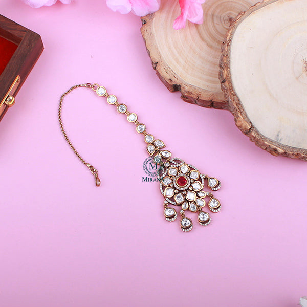 Chandani Ruby Polki Designer Maangtika