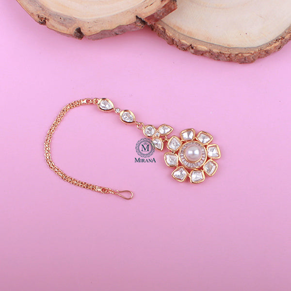 Kiara Pearl Polki Designer Maangtika