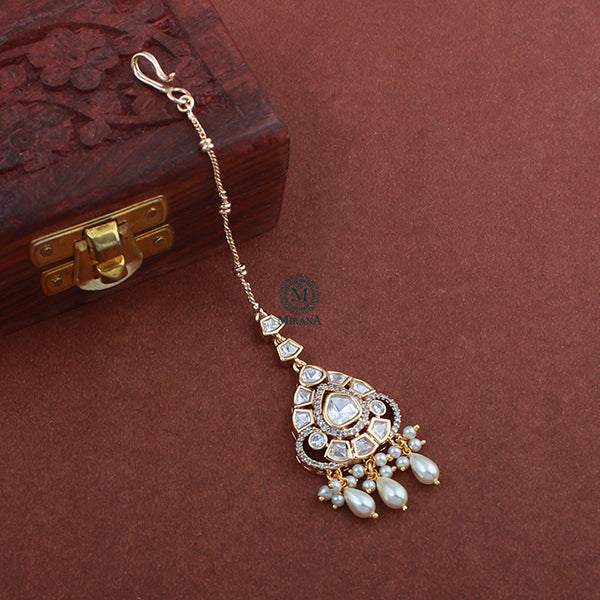 Anvi Pearl Polki Designer Maangtika