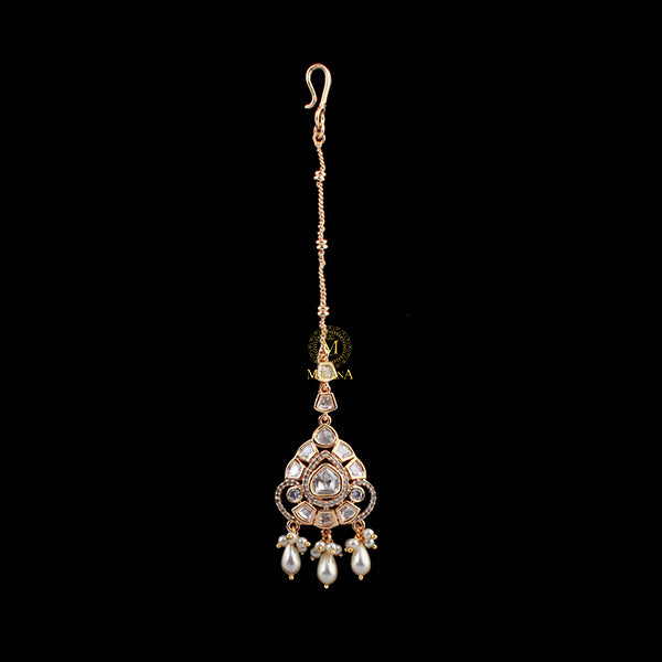 Anvi Pearl Polki Designer Maangtika