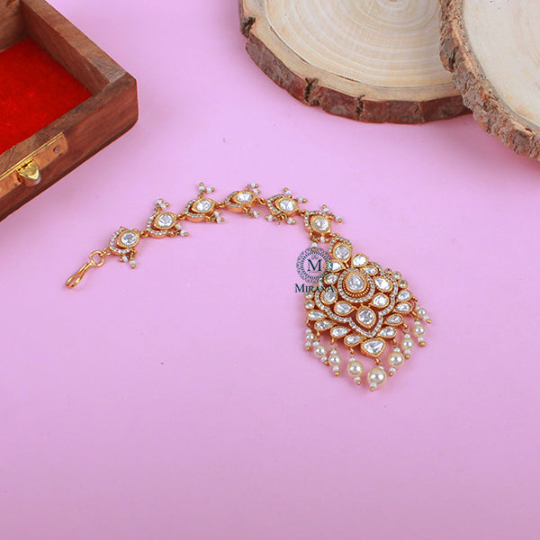 Ishanya Pearl Polki Designer Maangtika